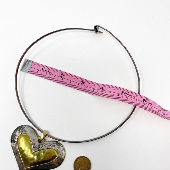 693 Vintage Jeep Collins JBC sterling Silver and Brass Heart Pendant with a Silv - Picture 8 of 11